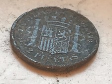 FALSO D'EPOCA SPAGNA GOVERNO PROVVISORIO 2 PESETAS 1870 MONETE DA COLLEZIONE
