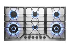 PremierTech PC906 Piano Cottura a Gas a 6 fuochi da 90 cm (86cm) doppio Wok inox