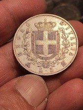 VITTORIO EMANUELE II (1861-1878) splendida 5 Lire 1875 Milano ARGENTO '900