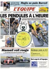 CYCLISME carte LA UNE DE