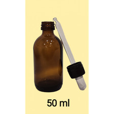 Flacone in Vetro Scuro da 50 ml con Tappo Contagocce