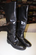 STIVALE STIVALI VINTAGE VERSACE  PELLE SPAZZOLATA NERO TG. 40 LEATHER BOOTS