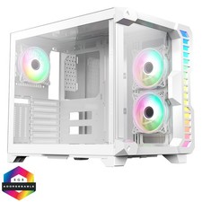 Custodia PC computer CiT Pro Android X Gaming Cube ATX Mid-Tower doppia camera bianca