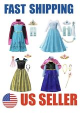 Frozen Elsa Anna Principessa Regina Dress Up Set Ragazze Costume US Spedizione Veloce