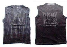 T Shirt Uomo Dkny Jeans Donna Karan New York Taglia M Senza Maniche Nera Grigio 