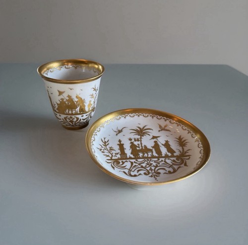 Bicchiere piattino meissen - bicchiere,