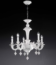 Lampadario classico lusso ceramica bassano bianco a 5 luci luxury r004