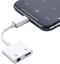 ADATTATORE CUFFIE per IPHONE 2 in 1 AUX AUDIO CARICABATTERIE