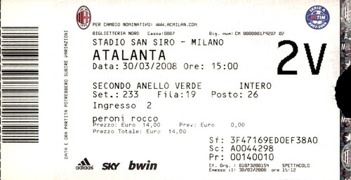 Biglietto stadio milan - biglietto, vs