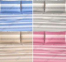 Set completo lenzuola in PILE a righe per letto matrimoniale e sotto con angoli