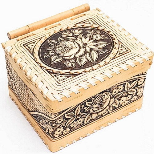 Wooden birch bark - birch, casket