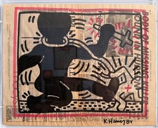 KEITH HARING 84–  – Markers on Newspaper – COA Estate & SZES