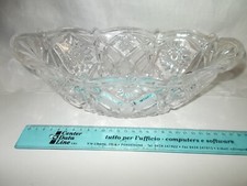 COPPA ALZATA CENTROTAVOLA PORTAFRUTTA VASO Cristallo DECORATA A INCISIONE OVALE
