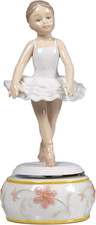 Carillon Con Ballerina in Porcellana Smaltata Dipinta a Mano Cm. 20 Bomboniera R