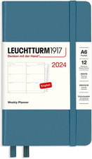 367636 Agenda Settimanale Pocket (A6) 2024, 12 Mesi, Stone Blue, Inglese