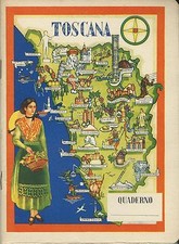 Quaderno con cartina geografica della Toscana - Inizio anni Cinquanta