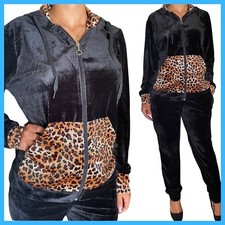 Tuta completa sportiva da donna in ciniglia velluto con zip cappuccio tracksuit