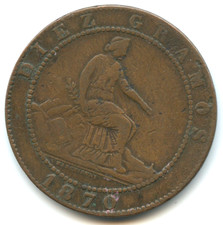 Spagna 10 centesimi 1870 n