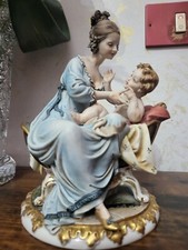Statuina  Maternità  In Porcellan Anni 50 Marchio Blu Capodimonte Alta Qualità