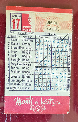 Schedina totocalcio giocata - schedina,
