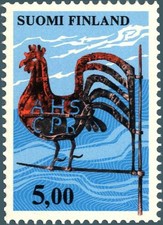 FINLANDIA - 1977 - Oggetti d'Arte Popolare. Gallo della Chiesa di Kirvu