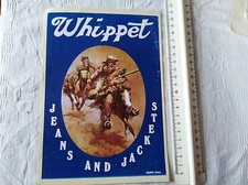WHIPPET JEANS & JACKETS ADESIVO PUBBLICITARIO ANNI 70/80  VINTAGE MAI ATTACCATO