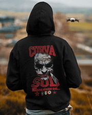 Felpa di Colore Nero, con Marsupio e Cappuccio e Stampa Curva Sud JOK