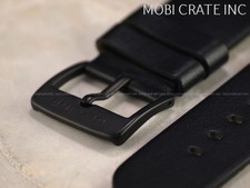 NOS Glycine AIRMAN 24 MM cinturino in pelle nero con fibbia PVD SS nera firmata