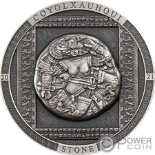 COYOLXAUHQUI STONE Archeologia Simbolismo 3 Oz Moneta Argento 20$ Isole Cook 2021