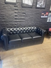 divano chester 3 Posti Nero In Similpelle