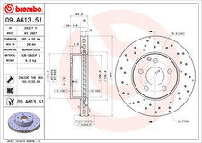 COPPIA DISCHI FRENO BREMBO 09.A613.51  per MERCEDES-BENZ CLASSE C (W204), CLASSE
