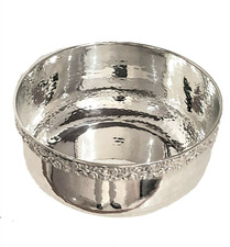 BRANDIMARTE ciotola bordo rose martellata in argento sterling 925 centrotavola