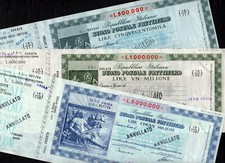 Collezione Buono Fruttifero Postale 3 esemplari diversi nuovi in Lire