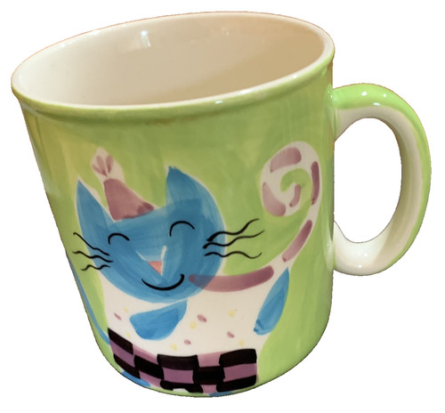 Cat cup green comical kitten - green,