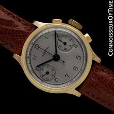 Orologio HEUER AEROTEL vintage uomo cronografo oro 14 carati anni 40, come nuovo con garanzia