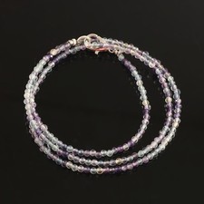 Collana donna elegante perle 18" pietre preziose rotonde sfaccettate multi...