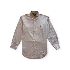 Camicia Polo Ralph Lauren Uomo L Quadri Marrone Bianco Cotone Pre Owned