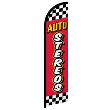 Auto Stereos Windless Advertising Swooper Flag Automotive Red Checkered