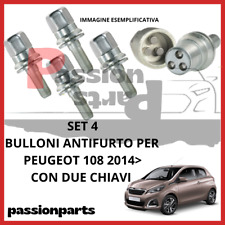 KIT 4 BULLONI ANTIFURTO CERCHI IN LEGA PER PEUGEOT 108 DAL 2014 CON 2 CHIAVI