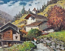 Mario Fumia ( Torino 1931 - 2013 ) "Valgrisenche 2000" , Valle D'Aosta, olio 