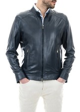 Men genuine leather blue - genuine,