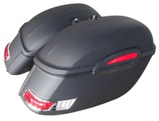 Coppia Borse laterali rigide nero opaco in abs per moto custom 50 litri cadauna