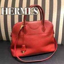 (Autentico) Borsa a mano HERMES Bolide 35 rosso oro hardware pelle vintage