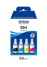 4 FLACONI RICARICA INCHIOSTRO CARTUCCE ORIGINALI EPSON ECOTANK 664 NERO+COLORE