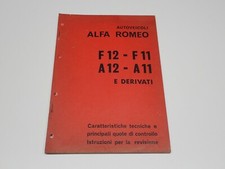 ALFA ROMEO F 12- F 11 - A 12 - A 11 CARATTERISTICHE TECNICHE QUOTE DI CONTROLLO