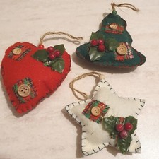 Addobbi Per Albero Di Natale In Pannolenci Alberello Stella E Cuore Fatti a Mano