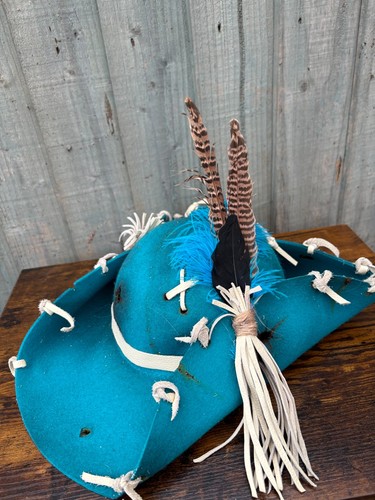 Turquoise tricorn pirate hat - turquoise,