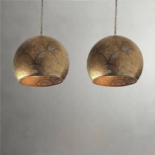 Set 2 luci a sospensione orientali in ottone paralume globo - bronzo marocchino soffitto lam