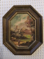 QUADRO PAESAGGIO MINIATURA su Rame VINTAGE anni '60  CORNICE  MADE  IN ITALY 