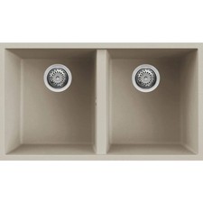 ELLECI QUADRA 350 LKQ35095BSO Lavello 2 Vasche Sottotop Keratek Champagne 76X43